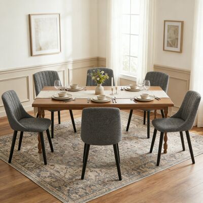 Corrigan Studio 48.5cm H Upholstered Side Chairs With Wooden Legs Grey Chenille/Black 81cm H X 49.5cm W X 62cm D Corrigan Studio 48.5cm H Upholstered Side Chairs With Wooden Legs Grey Chenille/Black 81cm H X 49.5cm W X 62cm D