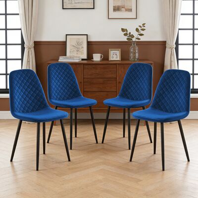 George Oliver Kaylani Modern Upholstered Dining Chair Blue Velvet/Black 84.5cm H X 44cm W X 40cm D George Oliver Kaylani Modern Upholstered Dining Chair Blue Velvet/Black 84.5cm H X 44cm W X 40cm D