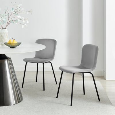 Fairmont Park Aston Wing Backed Linen Dining Chairs With Tapered Metal Legs (Set Of 2) - Contemporary Design Grey 78cm H X 44.5cm W X 53cm D Fairmont Park Aston Wing Backed Linen Dining Chairs With Tapered Metal Legs (Set Of 2) - Contemporary Design Grey 78cm H X 44.5cm W X 53cm D