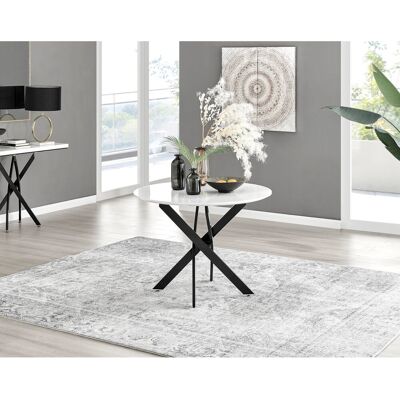 Canora Grey Eubanks Luxury Metal and White Gloss Round Dining Table - Modern Statement Design Black 75 x 100 x 100cm Canora Grey Eubanks Luxury Metal and White Gloss Round Dining Table - Modern Statement Design Black 75 x 100 x 100cm