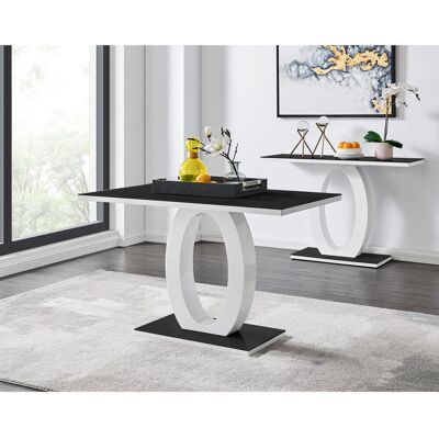 Canora Grey Scottsmoor Halo Rectangular Dining Table High Gloss - Modern Statement Design Black H76 x L70 x W120cm Canora Grey Scottsmoor Halo Rectangular Dining Table High Gloss - Modern Statement Design Black H76 x L70 x W120cm