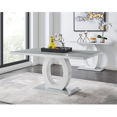 Canora Grey Scottsmoor Halo Rectangular Dining Table High Gloss - Modern Statement Design Grey H76 x L90 x W160cm Canora Grey Scottsmoor Halo Rectangular Dining Table High Gloss - Modern Statement Design Grey H76 x L90 x W160cm