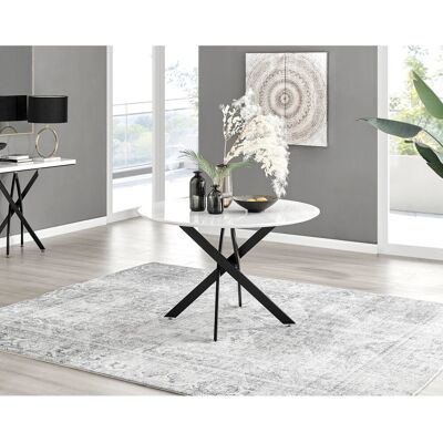 Canora Grey Eubanks Luxury Metal and White Gloss Round Dining Table - Modern Statement Design Black 75 x 120 x 120cm Canora Grey Eubanks Luxury Metal and White Gloss Round Dining Table - Modern Statement Design Black 75 x 120 x 120cm