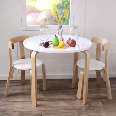 Norden Home Sanita Kids 3 Piece and Chair Set White 50cm H X 60cm L X 60cm D Norden Home Sanita Kids 3 Piece and Chair Set White 50cm H X 60cm L X 60cm D