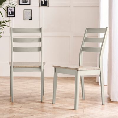 George Oliver Drea Solid Wood Dining Chair - Traditional Rustic Farmhouse Kitchen Style Whitewash 90cm H X 48cm W X 50cm D George Oliver Drea Solid Wood Dining Chair - Traditional Rustic Farmhouse Kitchen Style Whitewash 90cm H X 48cm W X 50cm D
