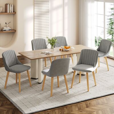 Corrigan Studio 48.5cm H Upholstered Side Chairs With Wooden Legs Light Grey Velvet/Natural 81cm H X 49.5cm W X 62cm D Corrigan Studio 48.5cm H Upholstered Side Chairs With Wooden Legs Light Grey Velvet/Natural 81cm H X 49.5cm W X 62cm D