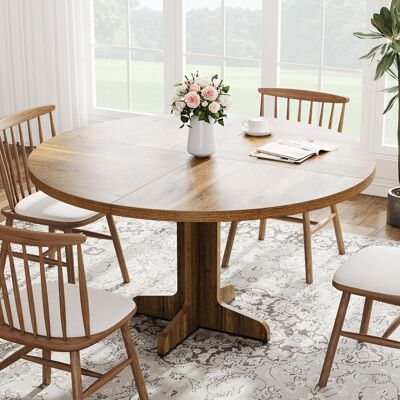 George Oliver 47 Inch Round Dining Table, Wood Kitchen Table, Dinning Room Tables for 4-6 People, Dinner Table with Wooden Tabletop and Legs for Dining Room Living Brown George Oliver 47 Inch Round Dining Table, Wood Kitchen Table, Dinning Room Tables for 4-6 People, Dinner Table with Wooden Tabletop and Legs for Dining Room Living Brown