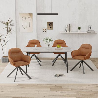 Corrigan Studio 48.5cm H Vintage Faux Leather Upholstered Dining Chairs Light Brown PU 83cm H X 62cm W X 52.5cm D Corrigan Studio 48.5cm H Vintage Faux Leather Upholstered Dining Chairs Light Brown PU 83cm H X 62cm W X 52.5cm D