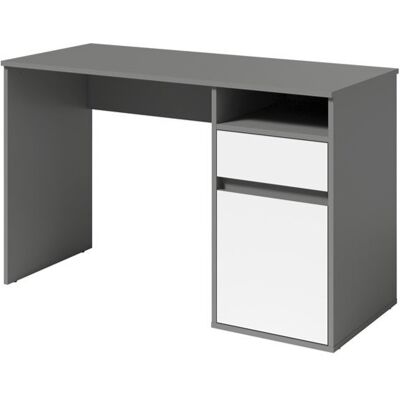 17 Stories Raymen Desk with drawer and door: 120cm W x 75.5cm H x 53cm D. Black/White 76cm H X 120cm W X 53cm D 17 Stories Raymen Desk with drawer and door: 120cm W x 75.5cm H x 53cm D. Black/White 76cm H X 120cm W X 53cm D