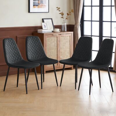 George Oliver Kaylani Modern Upholstered Dining Chair Black Velvet/Black 84.5cm H X 44cm W X 40cm D George Oliver Kaylani Modern Upholstered Dining Chair Black Velvet/Black 84.5cm H X 44cm W X 40cm D