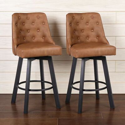Trent Austin Design Modern PU Bar Stool, 360° Rotating Bar Chair With Backrest, Suitable For Kitchens And Bars Brown 98cm H X 46cm W X 50cm D Trent Austin Design Modern PU Bar Stool, 360° Rotating Bar Chair With Backrest, Suitable For Kitchens And Bars Brown 98cm H X 46cm W X 50cm D