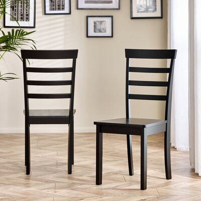 ClassicLiving Whitley Solid Wood Dining Chairs - Traditional Rustic Farmhouse Kitchen Style Black 94cm H X 42cm W X 53cm D ClassicLiving Whitley Solid Wood Dining Chairs - Traditional Rustic Farmhouse Kitchen Style Black 94cm H X 42cm W X 53cm D