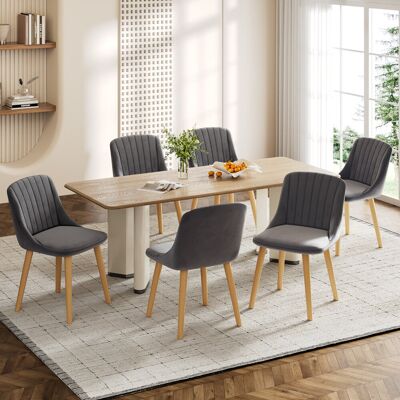 Corrigan Studio 48.5cm H Upholstered Side Chairs With Wooden Legs Dark Grey Velvet/Natural 81cm H X 49.5cm W X 62cm D Corrigan Studio 48.5cm H Upholstered Side Chairs With Wooden Legs Dark Grey Velvet/Natural 81cm H X 49.5cm W X 62cm D