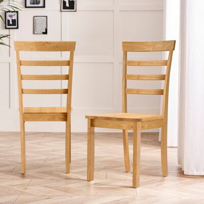 ClassicLiving Whitley Solid Wood Dining Chairs - Traditional Rustic Farmhouse Kitchen Style Oak 94cm H X 42cm W X 53cm D ClassicLiving Whitley Solid Wood Dining Chairs - Traditional Rustic Farmhouse Kitchen Style Oak 94cm H X 42cm W X 53cm D