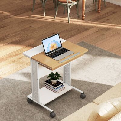 17 Stories Rolling Portable Desk C-Shaped Computer Cart Laptop Desk Yellow 60cm W X 50cm D 17 Stories Rolling Portable Desk C-Shaped Computer Cart Laptop Desk Yellow 60cm W X 50cm D
