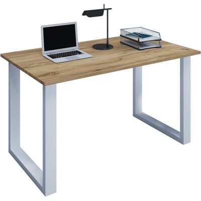 17 Stories "Lona" desk, U-shaped base Dark Brown/White 76 cm H x 140 cm W x 80 cm D 17 Stories "Lona" desk, U-shaped base Dark Brown/White 76 cm H x 140 cm W x 80 cm D