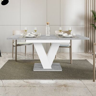 Ivy Bronx Extendable Dining Table Masiv White/Grey Ivy Bronx Extendable Dining Table Masiv White/Grey