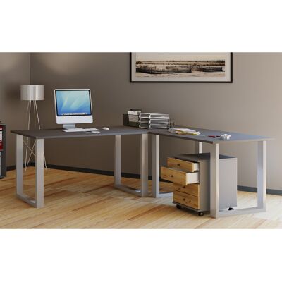 17 Stories "Lona" desk, U-shaped base Black/White 76cm H x 140cm W x 50cm D 17 Stories "Lona" desk, U-shaped base Black/White 76cm H x 140cm W x 50cm D