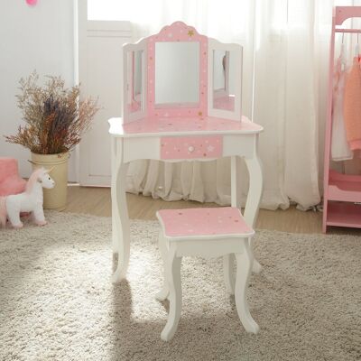 Teamson Kids Gisele Pink Vanity - Kids Dressing Table Teamson Kids Gisele Pink Vanity - Kids Dressing Table