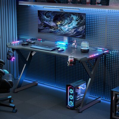 Metro Black Gaming Desk with LED Lights, Computer Gaming Table for Home Office Black 74cm H x 100cm W x 60cm D Metro Black Gaming Desk with LED Lights, Computer Gaming Table for Home Office Black 74cm H x 100cm W x 60cm D