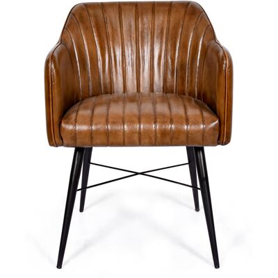 Borough Wharf Genuine Leather Dining Chair Brown 76cm H X 54cm W X 61cm D Borough Wharf Genuine Leather Dining Chair Brown 76cm H X 54cm W X 61cm D