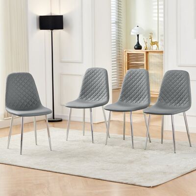George Oliver Wayland Modern Upholstered Faux Leather Dining Chair Light Grey/Silver 84.5cm H X 44cm W X 40cm D George Oliver Wayland Modern Upholstered Faux Leather Dining Chair Light Grey/Silver 84.5cm H X 44cm W X 40cm D