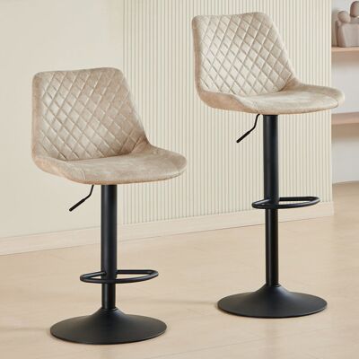 Borough Wharf Abernon Vintage Upholstered Suede Swivel Adjustable Height Stool Beige 48cm W X 53.5cm D Borough Wharf Abernon Vintage Upholstered Suede Swivel Adjustable Height Stool Beige 48cm W X 53.5cm D