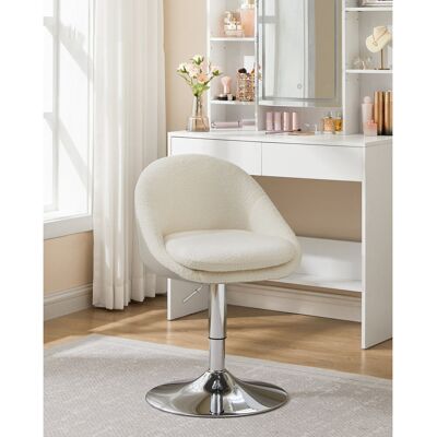 Metro Adjustable Dressing Chair, Office Chair, Swivel Stool With Backrest, Steel, For Counter, Home Office, Dressing Table, Dining Room, Silver Grey Cream White Teddy Metro Adjustable Dressing Chair, Office Chair, Swivel Stool With Backrest, Steel, For Counter, Home Office, Dressing Table, Dining Room, Silver Grey Cream White Teddy