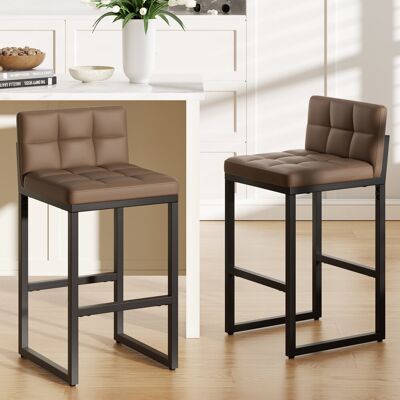 Borough Wharf Sturdy Modern Low-Back Counter Height Bar Stools with Metal Frame and Faux Leather Upholstery Coffee 37.3cm H X 44cm W X 44.2cm D Borough Wharf Sturdy Modern Low-Back Counter Height Bar Stools with Metal Frame and Faux Leather Upholstery Coffee 37.3cm H X 44cm W X 44.2cm D