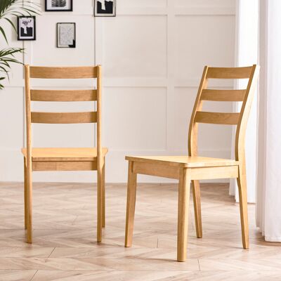 George Oliver Drea Solid Wood Dining Chair - Traditional Rustic Farmhouse Kitchen Style Oak 90cm H X 48cm W X 50cm D George Oliver Drea Solid Wood Dining Chair - Traditional Rustic Farmhouse Kitchen Style Oak 90cm H X 48cm W X 50cm D