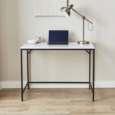 17 Stories Kalyssa 100Cm W Rectangular Writing Desk Black/White 75cm H X 100cm W X 60cm D 17 Stories Kalyssa 100Cm W Rectangular Writing Desk Black/White 75cm H X 100cm W X 60cm D
