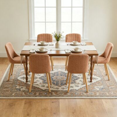 Corrigan Studio 48.5cm H Upholstered Side Chairs With Wooden Legs Camel Chenille/Natural 81cm H X 49.5cm W X 62cm D Corrigan Studio 48.5cm H Upholstered Side Chairs With Wooden Legs Camel Chenille/Natural 81cm H X 49.5cm W X 62cm D