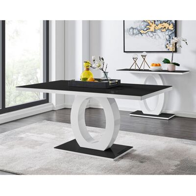 Canora Grey Scottsmoor Halo Rectangular Dining Table High Gloss - Modern Statement Design Black H76 x L90 x W160cm Canora Grey Scottsmoor Halo Rectangular Dining Table High Gloss - Modern Statement Design Black H76 x L90 x W160cm