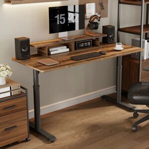 Rio Kathreen 152.4Cm W Height Adjustable Rectangular Computer Desk black/brown 152.4 W x 66.04 D cm