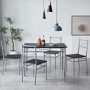 17 Stories Metal frame table and 4 chairs gray/black 75.0 H x 70.0 W x 110.0 D cm