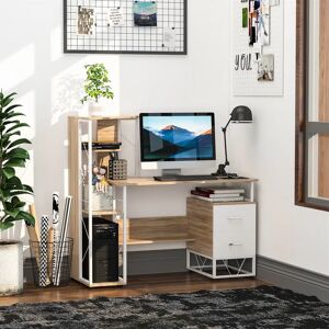 Brayden Studio Alysheeya 133cm W Rectangle Computer Desk brown/gray/white 123.0 H x 133.0 W x 55.0 D cm