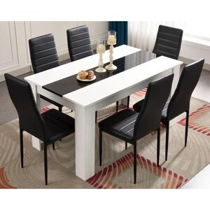 17 Stories Navil 6 - Person Dining Table Set With 6 Luxury Dining Chairs brown/gray/white 75.0 H cm