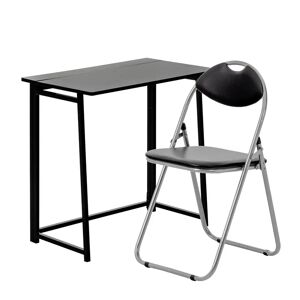 Harbour Housewares - Deluxe Folding Wooden Desk & Chair Set white/black 74.5 H x 80.0 W x 45.0 D cm