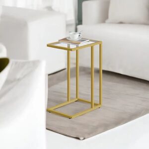 Borough Wharf Barview Gold Glass C Shaped Side Table with Storage End Table Living Room Home Furniture yellow 62.0 H x 30.0 W x 40.0 D cm