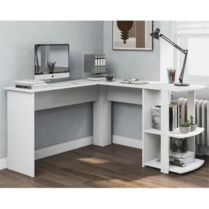 Latitude Run Lottie-Mae 140Cm W L-Shape Computer Desk brown/white 75.0 H x 140.0 W x 140.0 D cm