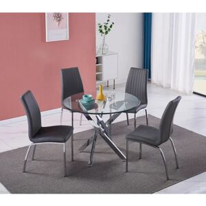 Ivy Bronx Nexus Dining Table With 4 Modalux Grey Chairs gray 75.0 H x 90.0 W x 90.0 D cm