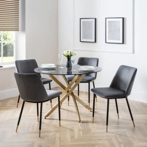 Canora Grey Set of Gerson Round Tables and 4 Delaunay Chairs gray 75.0 H x 100.0 W x 100.0 D cm