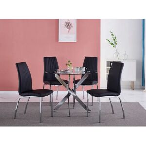 Ivy Bronx Nexus Dining Table With 4 Modalux Grey Chairs black 75.0 H x 90.0 W x 90.0 D cm