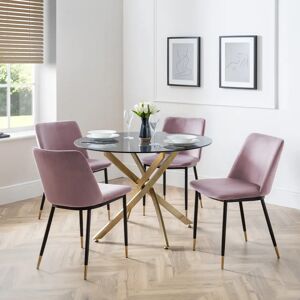 Canora Grey Set of Gerson Round Tables and 4 Delaunay Chairs pink 75.0 H x 100.0 W x 100.0 D cm