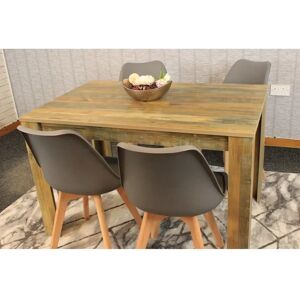 George Oliver Rustic Effect Table And 4 Grey Tulip Chairs Dining Table Set brown 75.0 H x 77.0 W x 117.0 D cm