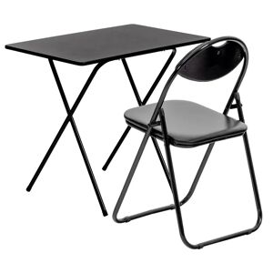 Harbour Housewares - Wooden Folding Desk & Chair Set gray/white/black/brown 70.0 H x 80.0 W x 50.0 D cm