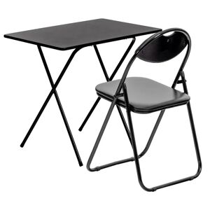 Harbour Housewares - Wooden Folding Desk & Chair Set gray/white 70.0 H x 80.0 W x 50.0 D cm