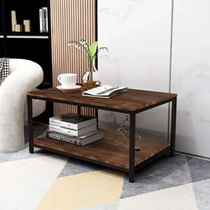 Borough Wharf Holmer 4 Legs Coffee Table with Storage brown/gray 42.0 H x 80.0 W x 51.0 D cm