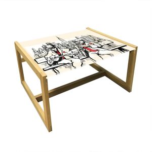 East Urban Home Music Coffee Table, Jazz Men Band Playing Beats In New York At Night Retro Style Illustration Print, Acrylic Glass Center Table With Wooden Frame For black/brown/white/yellow 40.0 H x 74.0 W x 62.0 D cm