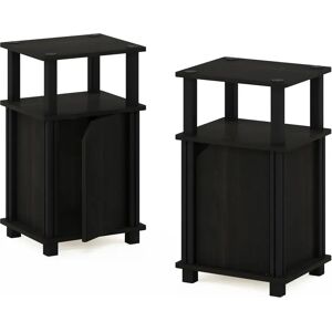 Ebern Designs Dontaz 2 Piece Side Table Set with Storage black/brown 57.7 H x 34.0 W x 29.2 D cm